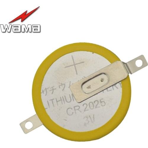 50pcs/lot Wama CR2025 Button Cell Batteries 3V 2 Feet Welding Solder Pins Accessories Coin battery 180 degree Customized Made