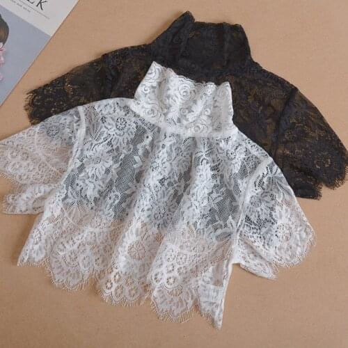 Women Stand-up Fake Collar for Women Half Shirt Blouse Tops Short Sleeve Crop Tops False Collar Embroidery Detachable Collar