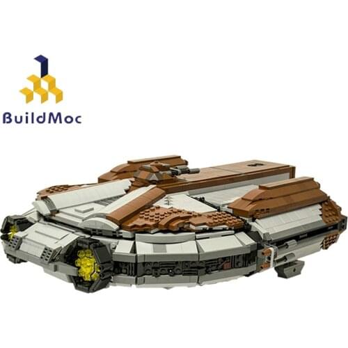 Buildmoc Star Movie Space Weapon SW:Knights of the Old Republic Ebon Hawk Dynamic-Class Freighter Spaceship Building Blocks Toys