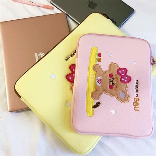 Tablet Sleeve Bag For Ipad Pro 11 10.5 Air 3 10.2 7th 8th iPad Pouch Cute Korean Embroidery Dogs Girls Tablet Case 11/13 Inch