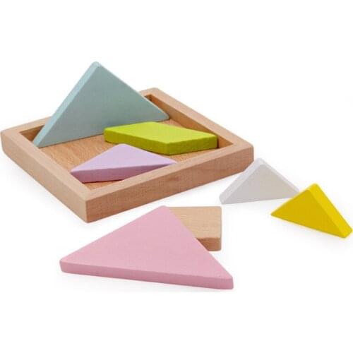 Wooden Jigsaw Puzzle Kids Montessori Toys Multicolors Tangram Montessori Materials Educational Toys For Children Board Games
