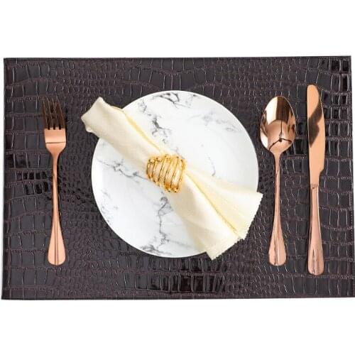 European Leather Placemats Crocodile Table Mat Insulation Pad Decorative Coffee Coaster Tableware Kitchen Decoration Accessories