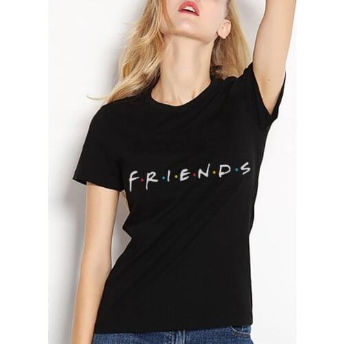 Friends Printing Black T Shirt Summer Women Short Sleeve Leisure Tops Tee Casual Ladies Female T Shirts Plus Size Woman Clothing