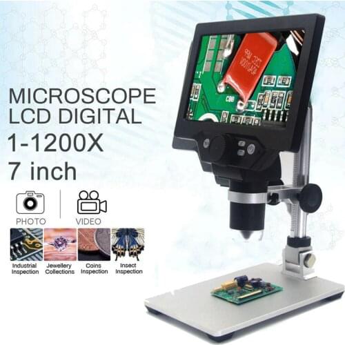 G1200 Electronic Digital Microscope 12MP 7 Inch Large LCD Display Soldering Continuous Amplification Magnifier Tool
