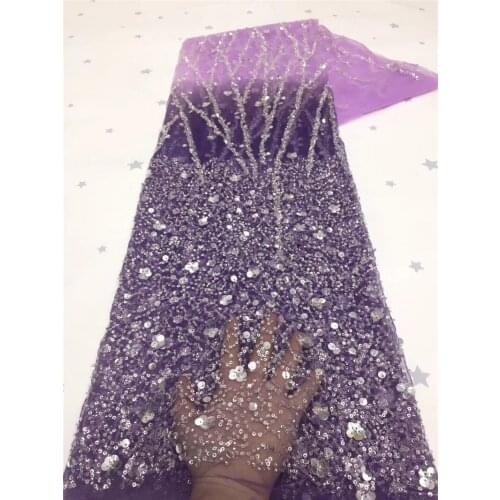 Hot selling african beaded net lace fabric Pretty JRB-2.41808 embroidered tulle mesh lace fabric