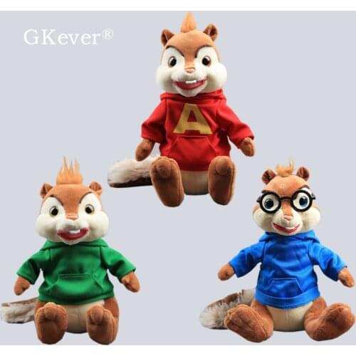 Lovely Sitting Chipmunks Red Alvin Simon Theodore Plush Toy Stuffed Dolls 3 Colors 24 cm Kids Gift