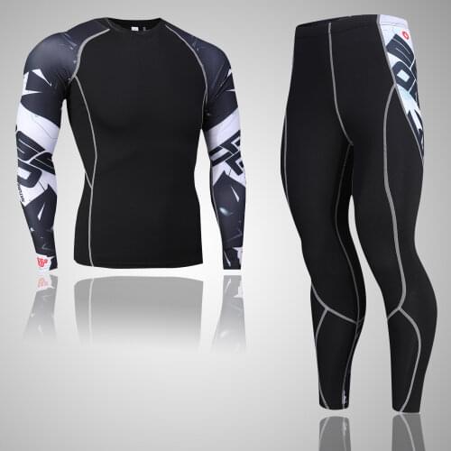Compression sports suit 4xl tights for t-shirts Mens fitness set thermal underwear mens running suit brand2017MMA rash guard