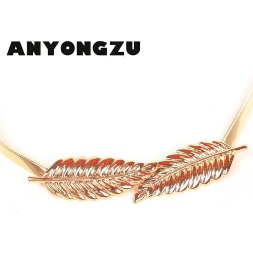 Korean Style Ladies Leaf Metal Elastic Belt Ladies Iron Decorative Belt Female Cummerbunds Ladies Dress Skirt Decoration wide1cm