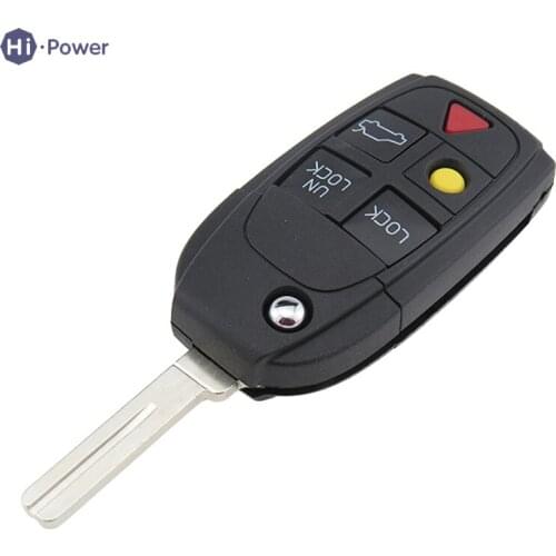 Hi-power Remote Auto Car Key Shell 5 Button Flip Folding Uncut Blade For VOLVO S40 V50 S60 S80 V70 C30 C70 XC70 XC90 Key Cover