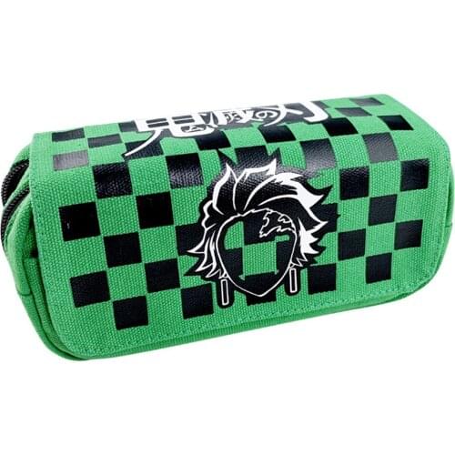 Demon Slayer Small Canvas School Bags Kawaii Pencil Case Anime Travel Organizer Women Makeup Pouch Stationery Storage Bags