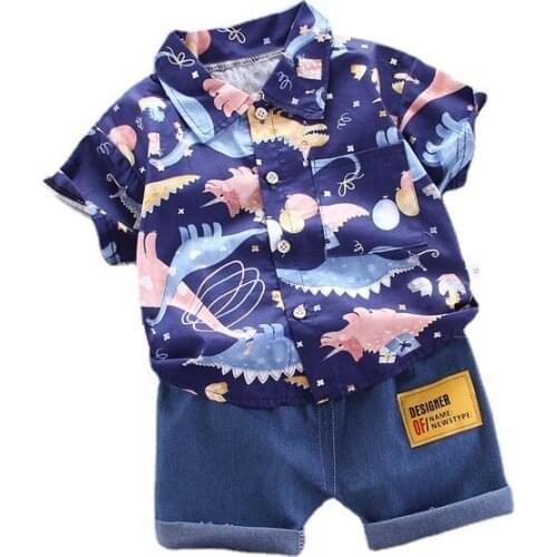 Infant Fashion Clothing 2021 Summer Toddler Baby Boys Clothes Cartoon Print Shirt+Shorts 2pcs Suit Casual Kids Girls Clothing