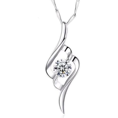 Fashion Womens Lucky Collarbone Simple Chain Silver Color Decorated with Clover White Purple Diamonds Pendant Festival Gift