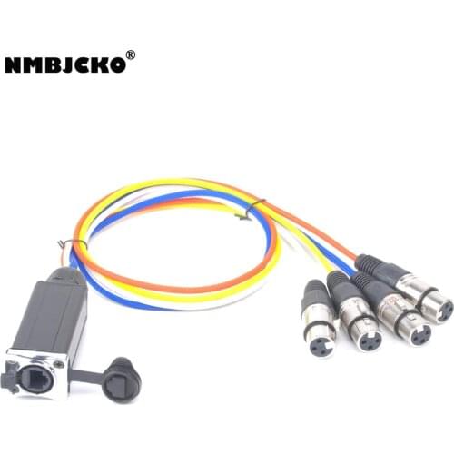 NMBJCKO 4PCS/LOT 4 Channel Snake Cable 2ft with 2pcs RJ45-XLR Female and 2pcs RJ45-XLR male