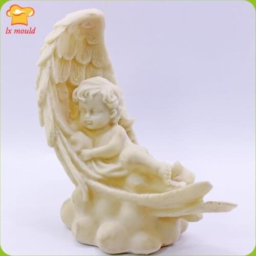 New Side Lying Feather Angel Silicone Mold Cute Doll DIY Candy Baking Resin Clay Mould