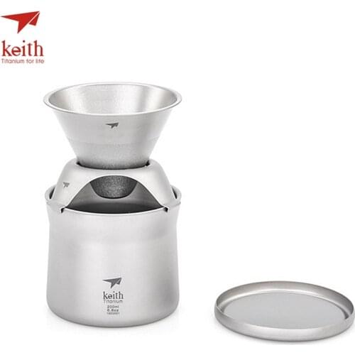 Keith Titanium 220ml Coffee Cup Portable Tea Strainer Ultralight Lightweight Coffee Filter Funnel Only 108g Ti3911
