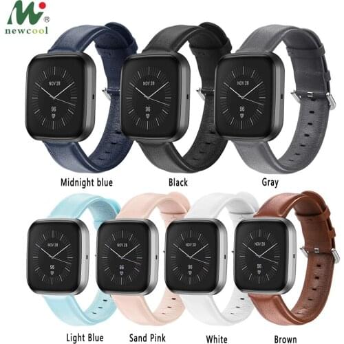 Genuine Leather Strap For Fitbit versa Watch 2019 breathable Solid color Band adjustable Men Women Light Replacement Wristband