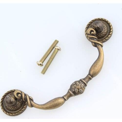 Antique brass drawer cabinet pulls knobs bronze rustico vintage old furniture drop shaky simple handles