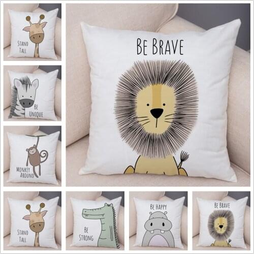Nordic Zebra Hippo Giraffe Lion Crocodile Pillow Case Decor Animal Cushion Cover for Sofa Pillowcase Pillow Covers 45x45cm