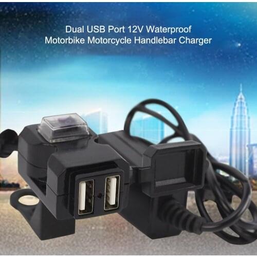 Dual USB Port 12V Waterproof Motorbike Motorcycle Handlebar Charger 5V 1A/2.1A Adapter Power Supply Socket for Phone Mobile