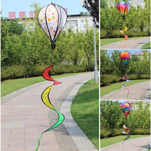 Hot Air Balloon Outdoor Decoration Rainbow Wind Turns Sequins Rotating Colorful Windmill String Garden Windmill J2Y