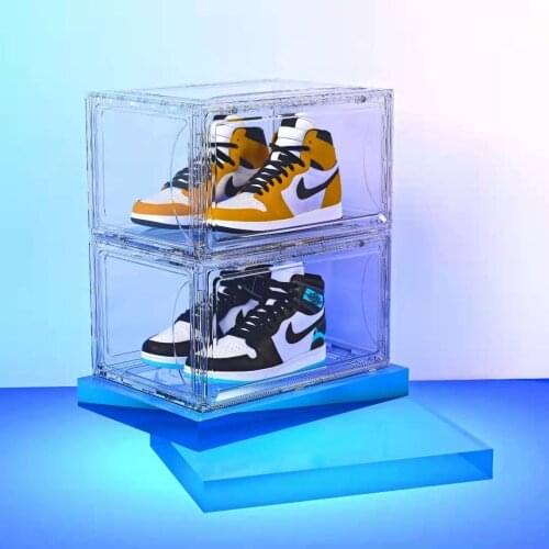 High Top Magnetic Home Basketball Shoe Box Moisture-Proof Dust-Proof Plastic Acrylic Clear Shoe Storage Box Shoe Cabinet