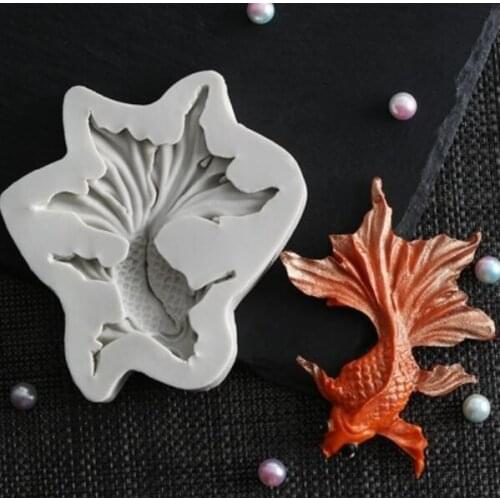 Goldfish Mould fish carp Silicone Mold Sugarcraft Fondant Mould Silicone Mold Chocolate resin clay Cake Decorating Tools
