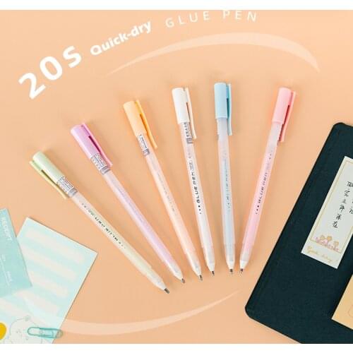 2pcs Candy Glue Pen Dot Liner Contact Adhesive Pastel for Memo Photo Diary Album Journal Stationery Office School Supplies A6505