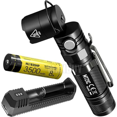 2020 NITECORE MT21C + 18650 Battery ui1 Charger Adjustable Head Outdoor EDC Torch Multifunctional 1000 Lumens LED Flashlight