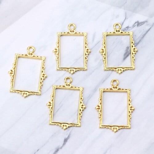 5-piece retro hollow photo album frame pendant opening frame set UV resin jewelry DIY jewelry making accessories