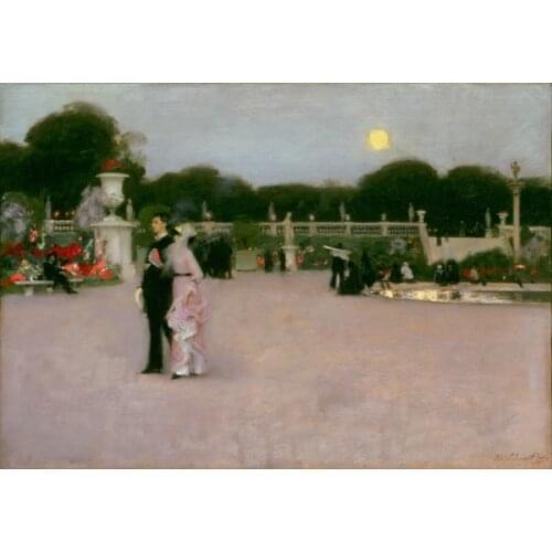 Free shipping classic court figure sunset lovers walking plaza canvas prints oil painting on canvas wall art decoration picture
