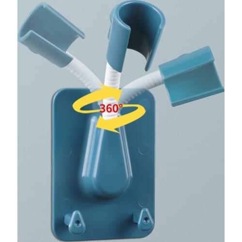 Punch-Free Showerhead Holder 360 Rotation Adjustable Self-Adhesive Shower Head Base Brackets With 2 Hooks Bathroom Accessories