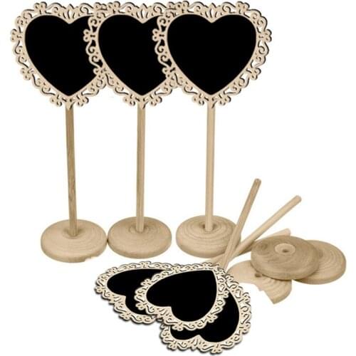 10pcs/lot Vintage Card Holder Table Small Blackboard Wooden Chalkboards Wedding Restaurant Home Memo Board Writing Pad