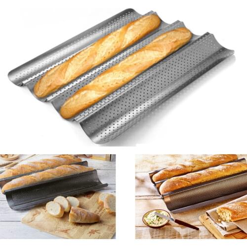 Baking tray Wave Baguette Mould long stick Non-toxic Baking Dishes Pastry Tray Oven Rolling French bread stick baking pan 5