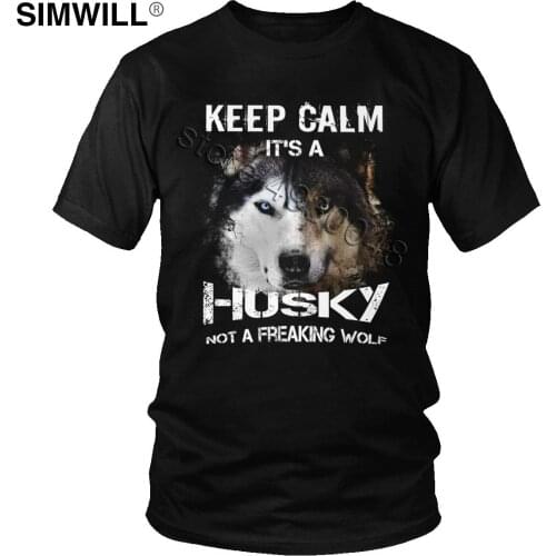 Vintage Siberian Husky T Shirt Men Funny Wolf Tshirt Gift for Dog Lover Short Sleeved Cotton Summer Tee Novelty Design T-shirt