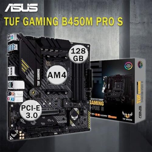 ASUS TUF B450M PRO S Gaming Motherboard For AMD AM4 3rd Gen Ryzen CPU Micro ATX Gaming USB 3.2 DDR4 Aura Sync RGB Mainboard AM4
