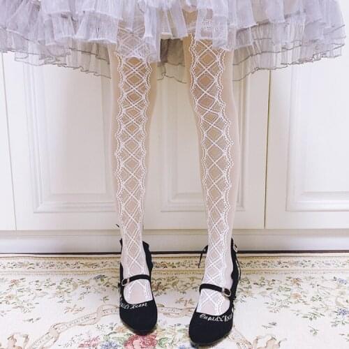 Candy what lolita socks thin tights printing female lace strap tights