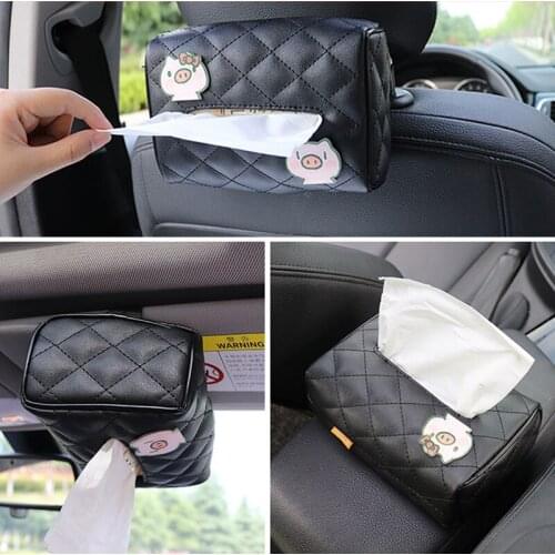 Creative Lovely Car Tissue Box Seat Back Sun Visor Hanging Cartoon Auto Interior Products Accessories