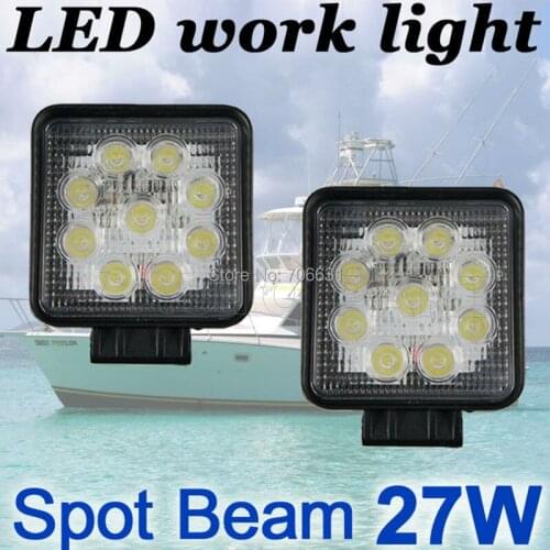 Tkeapl THTMH 2x 27W Square LED work Lamp Light spot Beam Truck Trailer Off Road Marine SUV