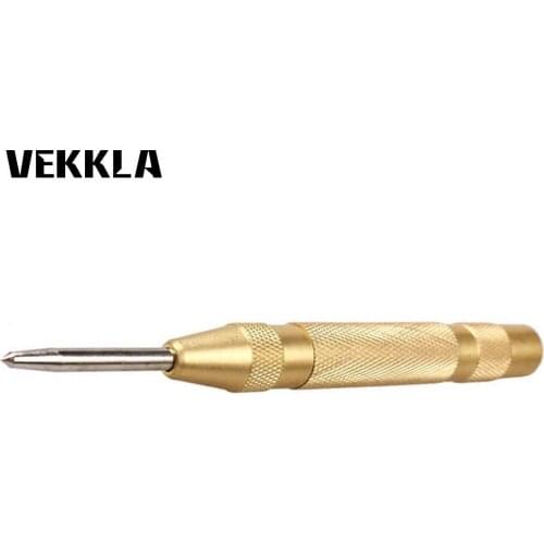 Brass 127mm Yellow Automatic Center Punch Spring Loaded Chrome Rivet Screw Auto Mark Hole Length Metal Tool