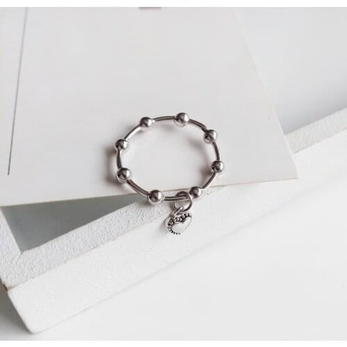 Sweet Jewelry Ring Popular Design MettlicSmall Bead With A Lovely Heart Ring For Women Fashion Accessories Jewelry Gifts
