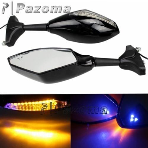 PAZOMA FRONT & BACK LED TURN SIGNALS INTEGRATED INDICATOR REARVIEW RACING MIRRORS BLACK
