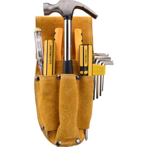 Durable Leather Carpenter Electrician Tool Waist Bag Belt Pouch Pliers Screwdriver Carry Case Holder Tool Portable Storage Bags
