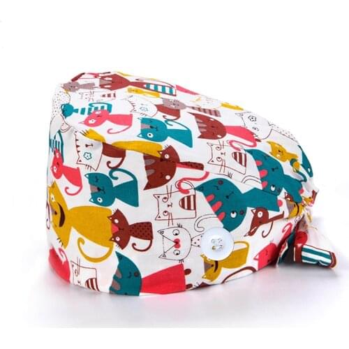 2020 wholesale prices unisex scrubs hat cotton high quality scrubs caps breathable adjustable elastic hats anime printing caps