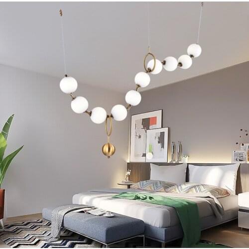 Modern led Chandelier lighting Nordic LED Glass Ball Necklace Chandelier DIY Staircase Bubble lustre Dining room Hanging Light