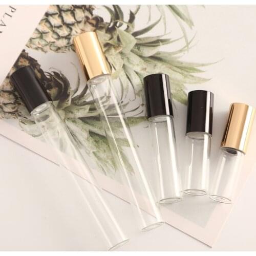 50pcs/lot 1ml 2ml 3ml 5ml 10ml Roll On Glass Bottle transparent Glass Essential Oil Bottle Thin Glass Vials Sample Test Bottle