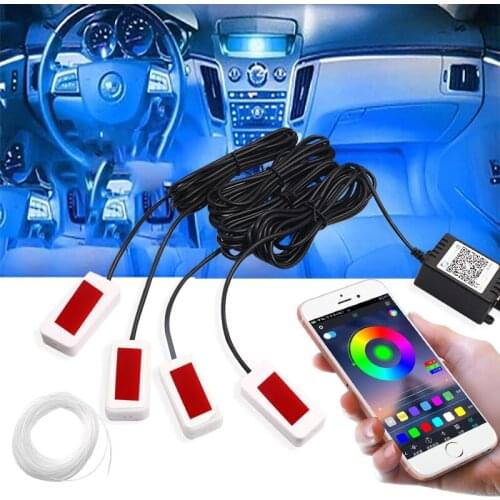 Universal 10 in 1 RGB LED with 8M Car Interior Decor Fiber Optical Strip Light by App Control 12V Decorative Atmosphere Lamps