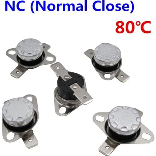 10Pcs KSD301 80 Degrees Celsius 80 C Normal Close NC Temperature Controlled Switch Thermostat 250V 10A Thermal Protector