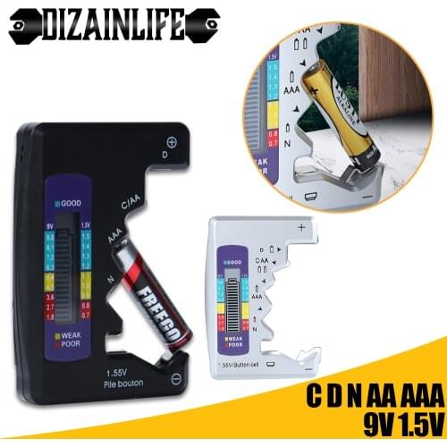 Digital Battery Tester LCD Display C D N AA AAA 9V 1.5V Battery Button Cell Capacity Check Detector Capacitance Diagnostic Tool
