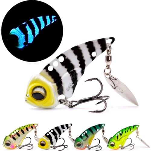 THETIME Brand MZ55 Metal Vib Blade Glow Cicada Lure 55mm 13g Sinking Tail Spinner Baits Bibe For Bass Pike Perch Fishing