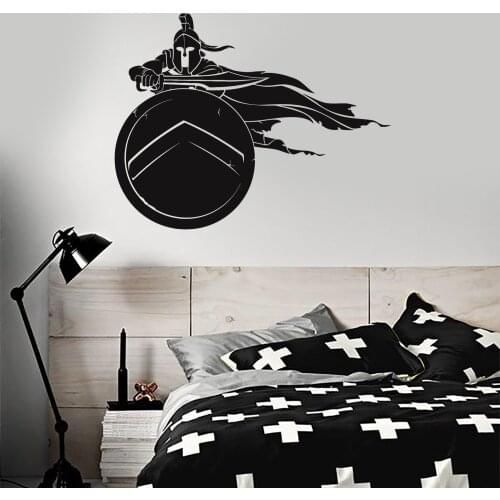 Vinyl Waterproof Wall Decal Spartan Shield Helmet Warrior Sticker Spartan Warrior Wall Sticker Room Decoration Sticker sbd14
